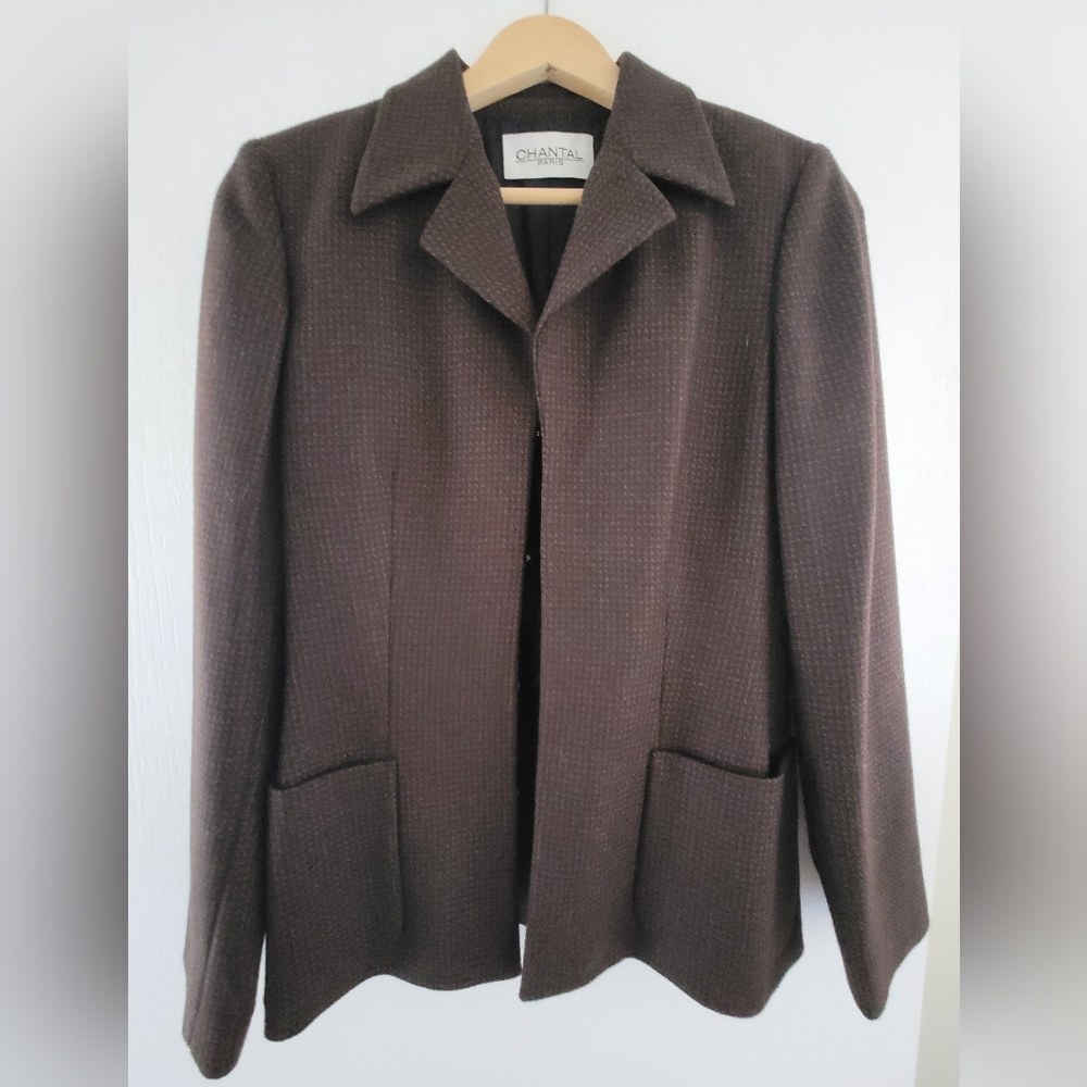 Vintage Chantal Dark Brown Women's Blazer Jacket - Classic Tailored Look